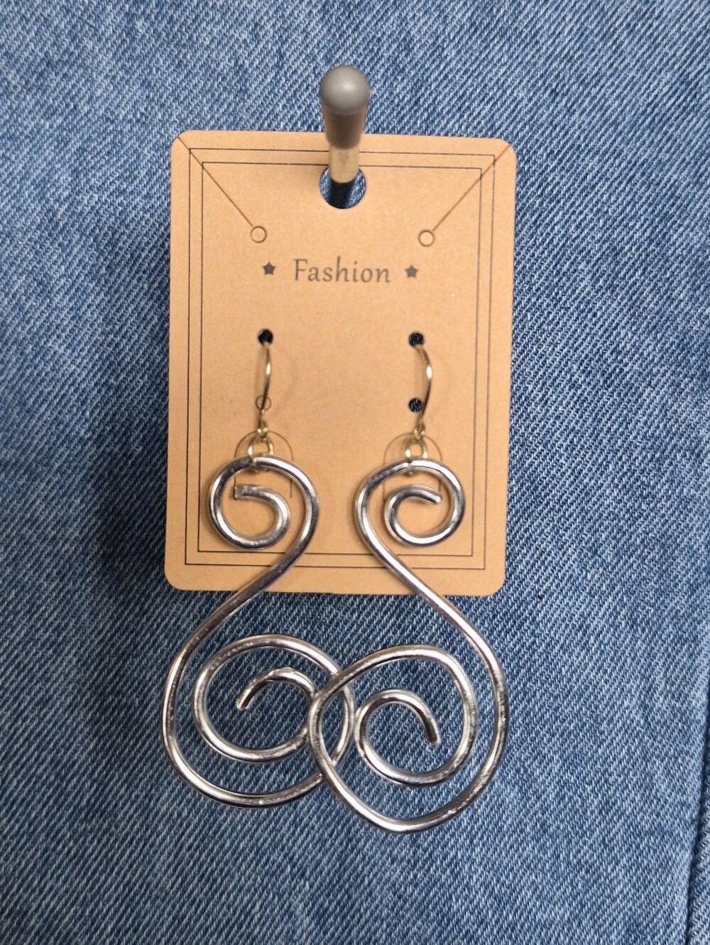HAND MADE Silver Spiral Drop Earrings